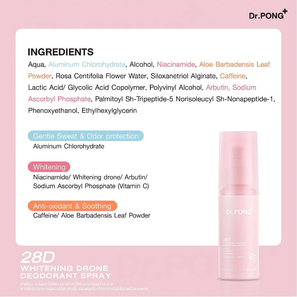 Dr.PONG 28D WHITENING DRONE deodorant spray สเปรย์ระงับกลิ่นกาย