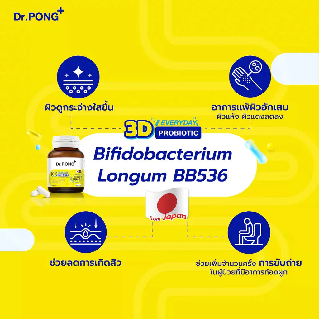 Dr.PONG 3D EVERYDAY PROBIOTIC ปรับสมดุลลำไส้ บำรุงผิว เสริมระบบภูมิคุ้มกัน
