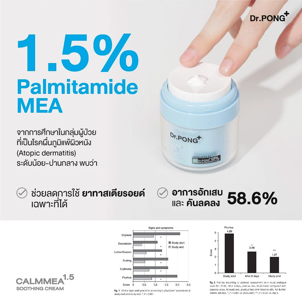 Dr.PONG CalmMEA 1.5 soothing cream มอยส์เจอร์ไรเซอร์ บำรุงผิวหน้า ชุ่มชื้น ลดอักเสบ ครีมมอยส์ ขนาดคุ้ม 50 g