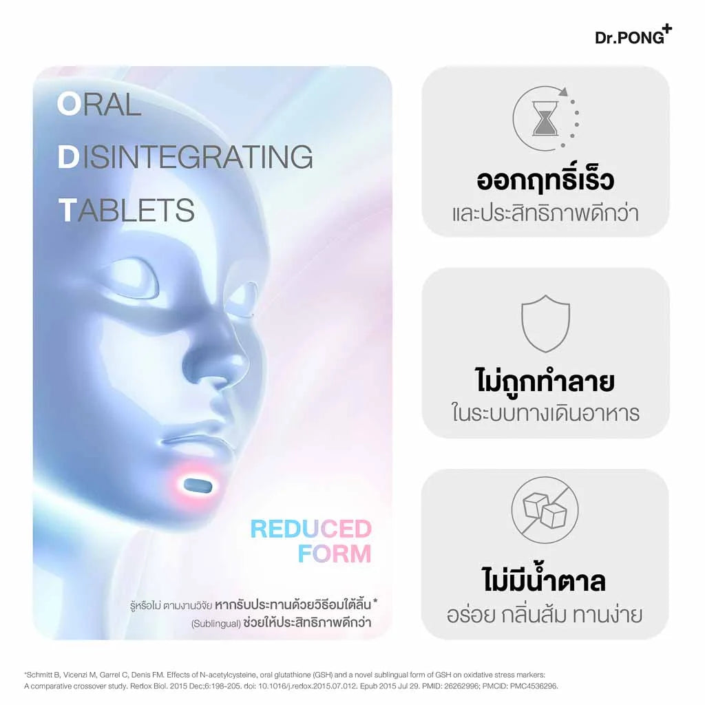 Dr.PONG GLUTA 250 SL กลูตาไธโอนเพื่อผิวกระจ่างใส สูตร Sublingual