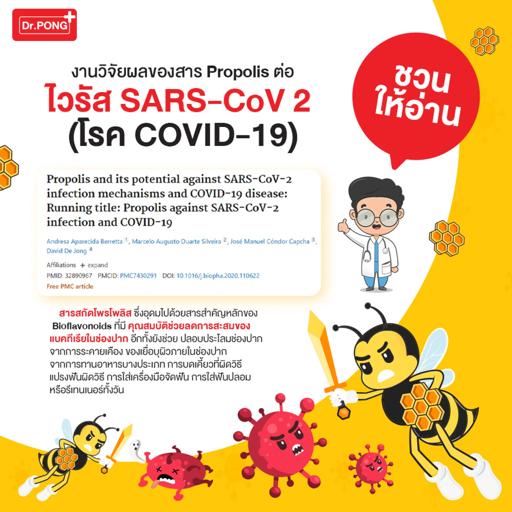 Dr.PONG Bee Propolis Supermint mouth spray เม้าท์สเปรย์ สำหรับช่องปากและคอ พ่นชุ่มคอ บรรเทาเจ็บคอ